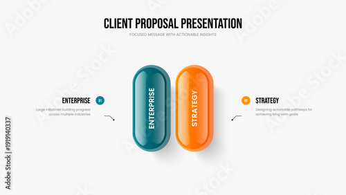 Project Profile Two Element Infographic Presentation Design. Investor Briefing Slide Layout Vector Illustration. Consulting Proposal 2 Option Diagram Frame Template.