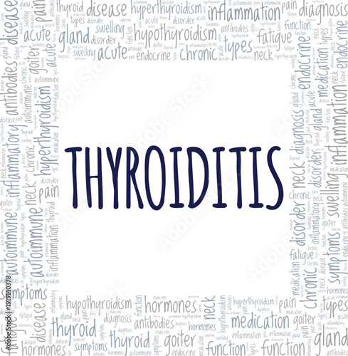 Thyroiditis word cloud conceptual design isolated on white background.