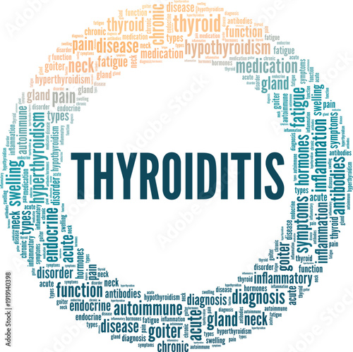 Thyroiditis word cloud conceptual design isolated on white background.