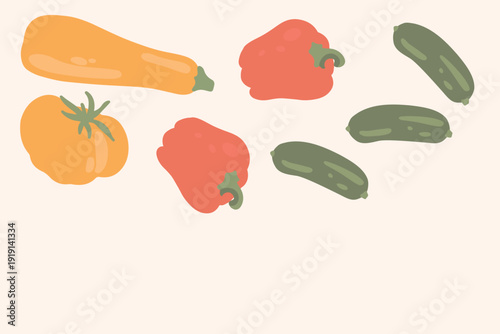 Art & Illustration Flat Vector Carrot and Zucchini Illustration Fresh Organic Vegetables Design