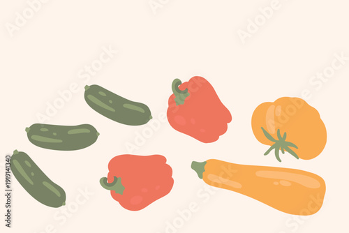 Art & Illustration Flat Vector Carrot and Zucchini Illustration Fresh Organic Vegetables Design