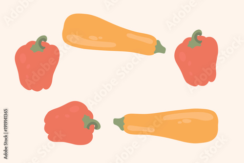 Art & Illustration Flat Vector Carrot and Zucchini Illustration Fresh Organic Vegetables Design