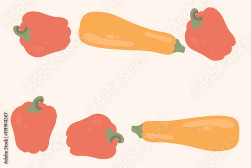 Art & Illustration Flat Vector Carrot and Zucchini Illustration Fresh Organic Vegetables Design