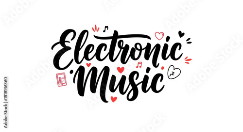 Electronic music typography on white background