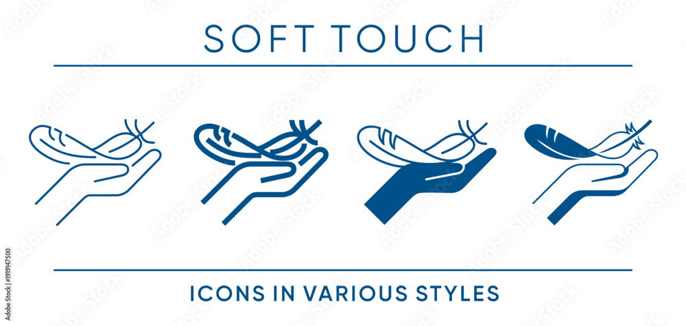 Φωτογραφία Soft Touch - Mult-style Icons Set with Hand and Feather