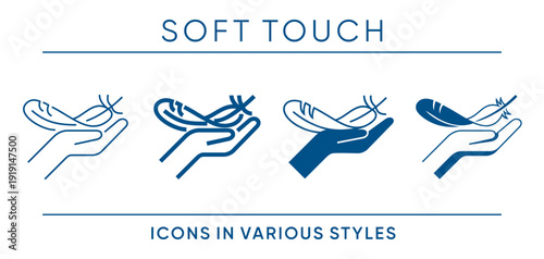 Soft Touch - Mult-style Icons Set with Hand and Feather
