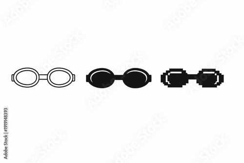 Three iconic glasses designs: classic, modern, pixel art styles