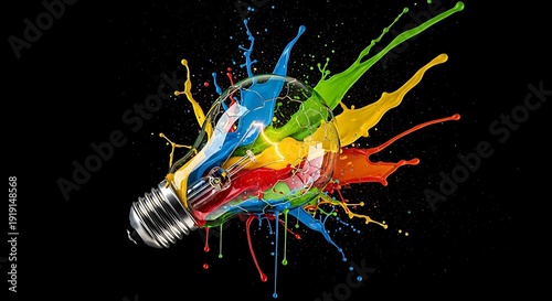 Creative Idea Generation Concept with Colorful Light Bulb