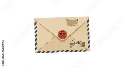 Closeup of sealed envelope.