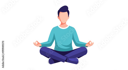 Man Sitting in Lotus Position Meditating.
