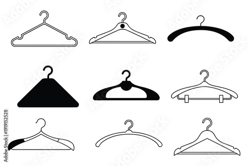 Collection of nine different clothing hangers in various styles and colors clothes hanger garment hanger