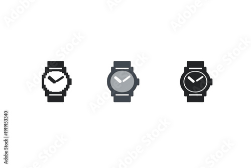 Three different styles of wristwatches displayed side by side on a white background