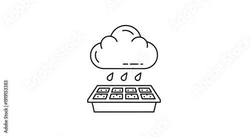 Cloud Computing Rain Drops Keyboard Illustration.