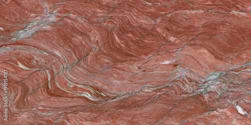 Red marble texture with wavy veins. Glossy digital tile surface.