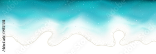 Aerial view of realistic foamy sea waves. Vibrant ocean water waves isolated onwhite background. Gradient moving sea waves with transparency effect. 3d vector element for summer design, cover.