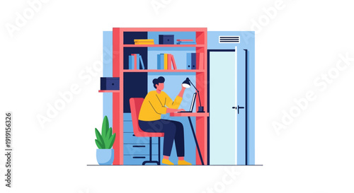 Man Sitting on Chair Using Laptop.