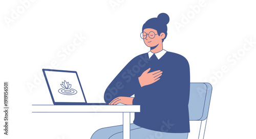 Woman Experiencing Heart Pain While Working.