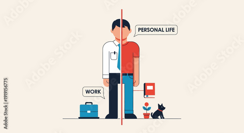 Man Balancing Work and Personal Life.