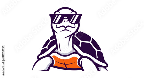 Cartoon turtle wearing sunglasses illustration on a white background