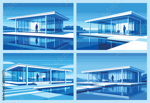 Cerulean Modern House Pool Architecture Design