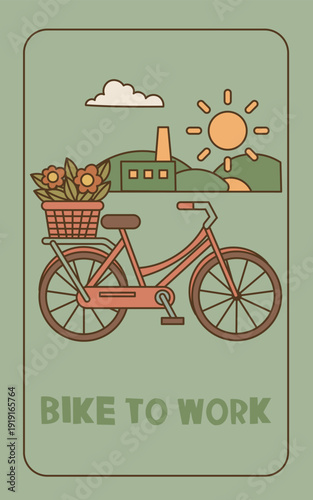 Bike to Work Eco Transportation Illustration