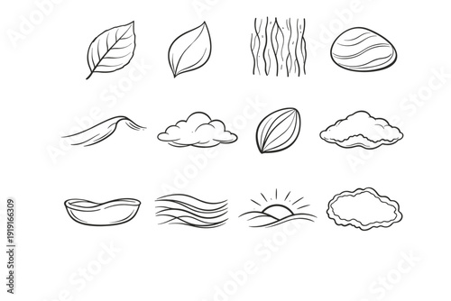 Icons warmth sweep border vein penstroke warm bark icon vector clay sketch