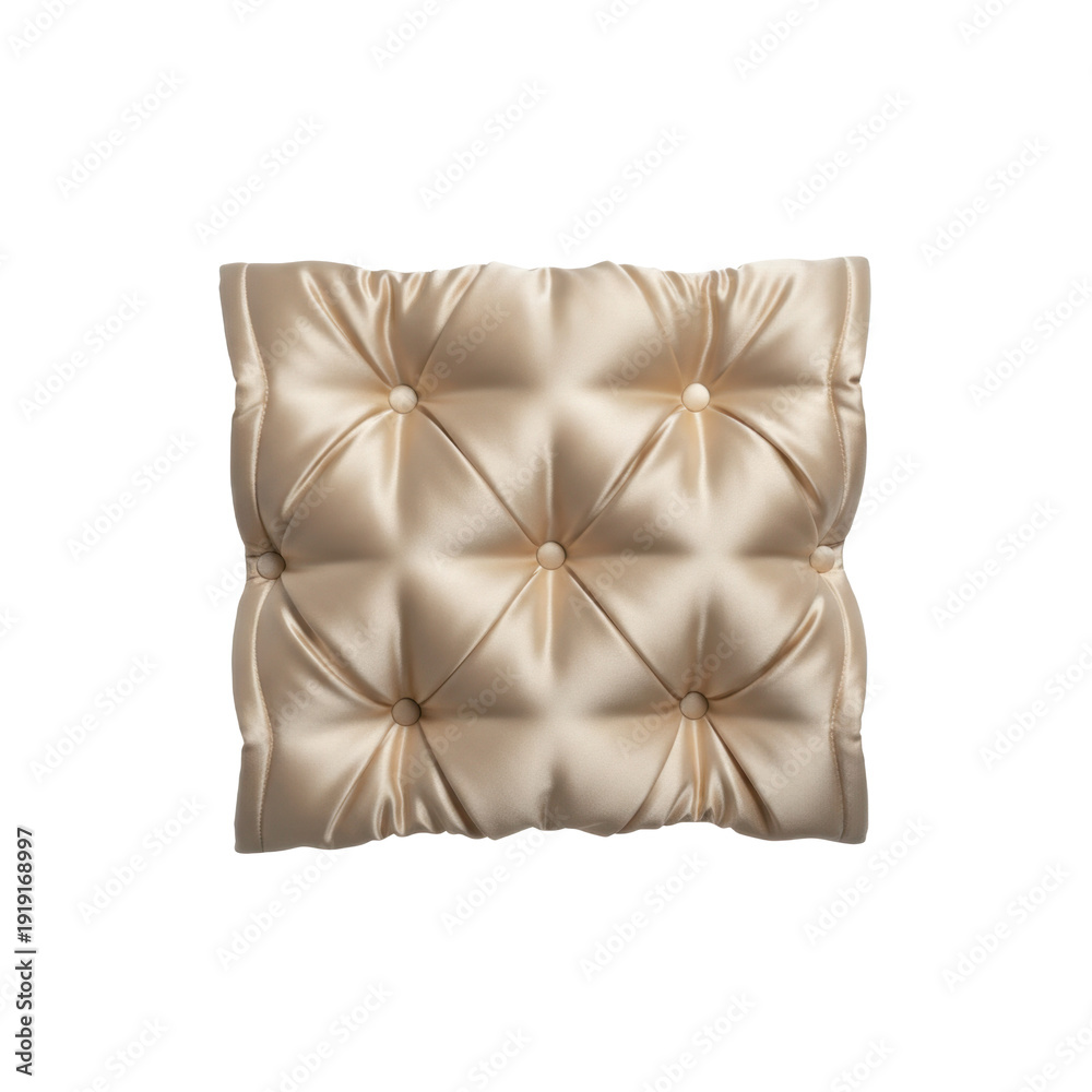 Obraz premium Tufted Beige Satin Cushion with Diamond Pattern