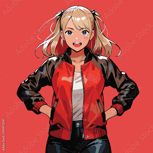 flat vector image of anime girl