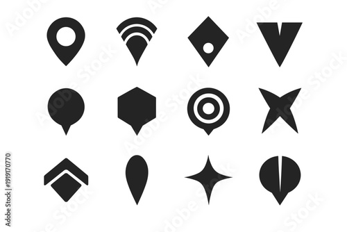 Mark image flat simple icon point shape neutral generation system locator glyph