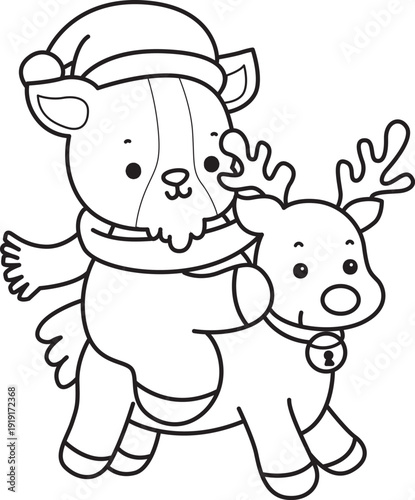 Coloring pages of cute goat animal icon christmas stickers. Goat 