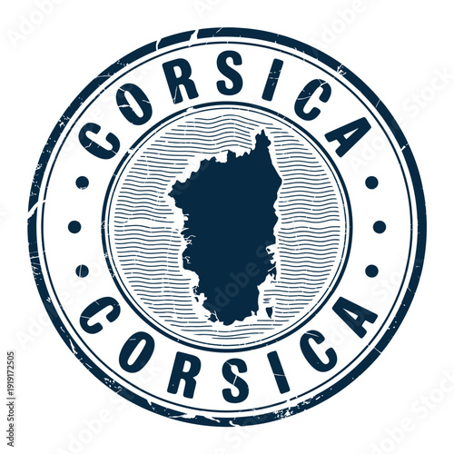Tableau sur toile Corsica stamp with island map a distressed circular travel design