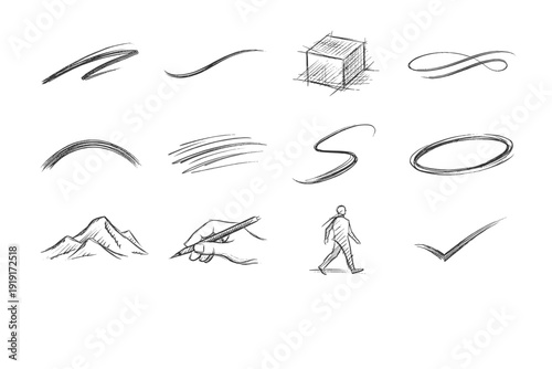 Image icon line outline grounded assured sketch vector simple smooth gentle mark