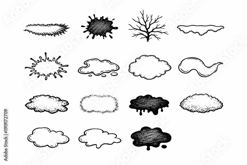 Diffused icon edge tactile outline generation vector simple image border ink shape