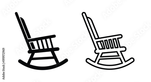 Simple black and white illustration of two rocking chairs side by side
