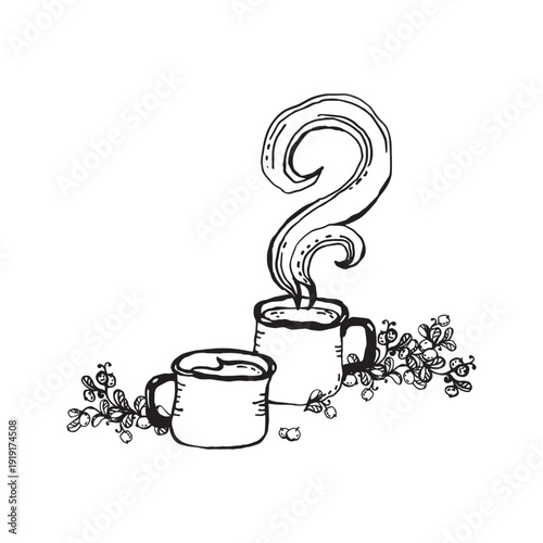 Iron mugs with lingonberry tea