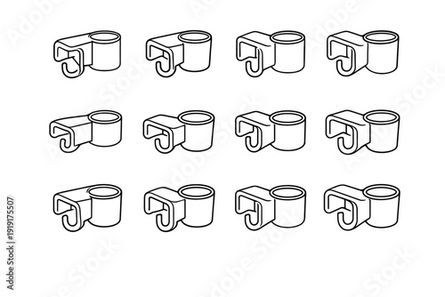 Utensil vector modern clip clamp proportions icon minimalist hook seamless aesthetic clean