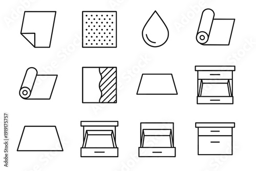 Vector utility drawer minimalist form format simple clean liner icons kitchen flexible