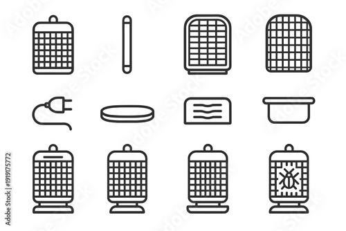 Tube icon insect bottom mesh power vertical vector outline bug electric zapper