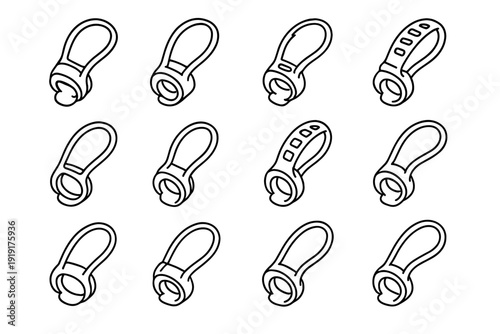 Light clip fastening vector lamp icon handlebar clips bike base silicone outline