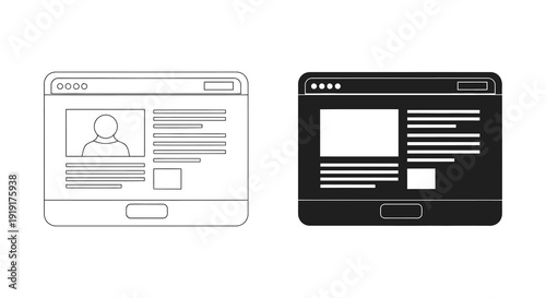Two contrasting mobile device screens display simplified website layouts one light and one dark silhouette high quality professional detailed