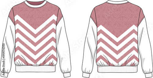 Pink and white sweater with chevron pattern and floral