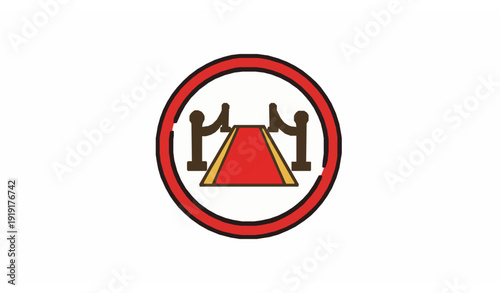 Red Carpet Badge Icon Vector for VIP Event and Award Ceremony