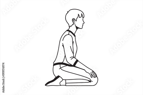 Line art of a person kneeling, symbolizing prayer, meditation, or a moment of reflection.