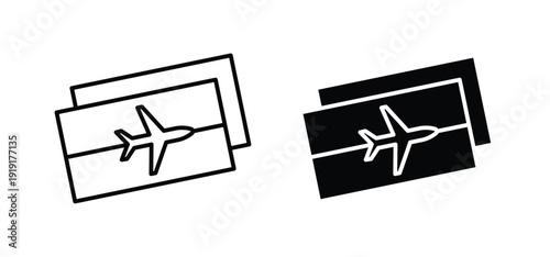 Air tickets icon. black and white line icons pack.