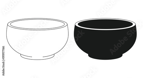 Two simple rounded bowls are displayed in contrasting shades one white and one black a clean silhouette high quality