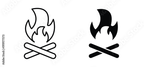 Bonfire icon. black and white line icons pack.
