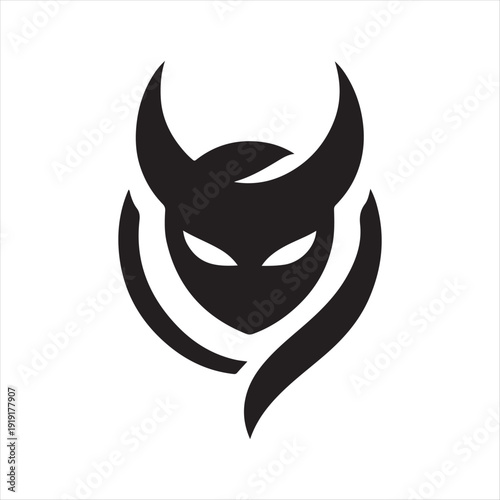 Devil vector silhouette outline logo design concept illustration 
