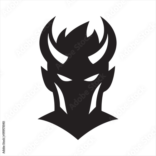 Devil vector silhouette outline logo design concept illustration 