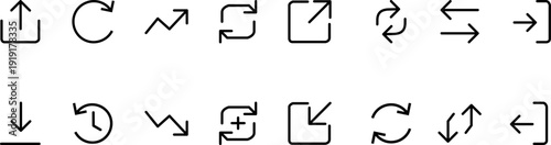 Collection of minimalist line icons for user interface navigation