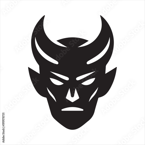 Devil vector silhouette outline logo design concept illustration 